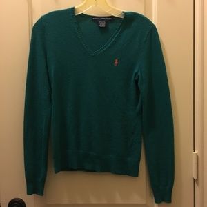 Teal v-neck wool sweater Ralph Lauren